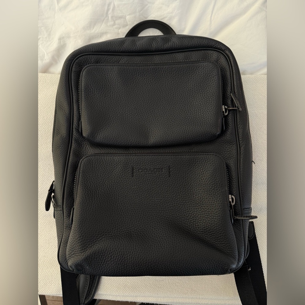 Black Leather Men's Backpack